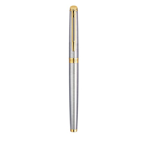 Waterman Hemisphere Fountain Pen StainlessSteel Gold Trim Black Ink Gift Box