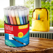 Load image into Gallery viewer, Berol Colouring Pens Felt Tip Assorted Washable ink Fine Point 0.6mm Tub of 42