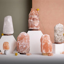 Load image into Gallery viewer, Haven Himalayan Crystal Handcrafted Salt Lamp on a Premium Wooden Base - Small