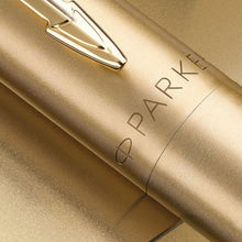 Load image into Gallery viewer, Parker Jotter Ballpoint Pen Matte Gold Medium Nib Blue Ink XL Gift Box