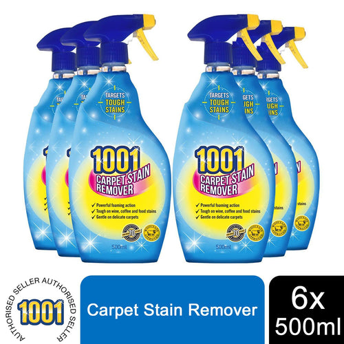 1001 Carpet Stain Remover 500ml Spray x6, Tough on Stains, Gentle on Carpets