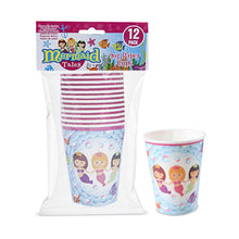 Load image into Gallery viewer, Mermaid Design Disposable 12 Paper Cups For Picnics, Parties &amp; Barbecues