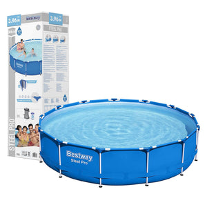 Bestway Round Steel Pro Blue or Steel Pro MAX Stone Wall Pool with Filter Pump