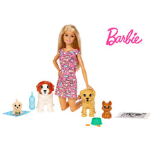 Load image into Gallery viewer, Barbie® Doggy Daycare Doll, Blonde, and Pets Playset with 4 Dogs