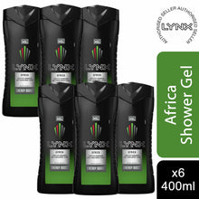 Load image into Gallery viewer, 6 Pack Lynx XL Energy Boost Shower Gel, Africa, 400ml