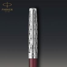 Load image into Gallery viewer, Parker Sonnet Ballpoint Pen Red Satin Finish Chrome Trim Medium Point Black Ink