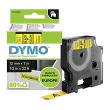 Load image into Gallery viewer, DYMO Labels Self Adhesive D1 12mm x 7mm Black Print on Yellow Tape Authentic