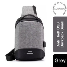 Load image into Gallery viewer, Aquarius Small AntiTheft Backpack and School Bag with USB Charging Port - Grey