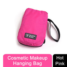 Load image into Gallery viewer, Travel Mate Water-resistant Portable Cosmetic Makeup Hanging Bag - Hot Pink