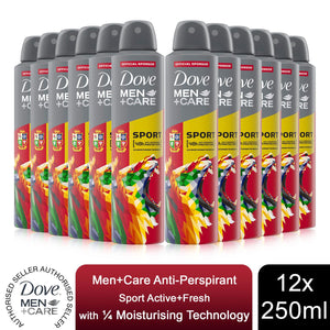 12pk Dove Men+Care Sport Active + Fresh Anti-perspirant Deodorant Aerosol 250 ML
