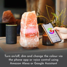 Load image into Gallery viewer, Haven Smart Pink Himalayan Salt Lamp on a Premium Wooden Base - Colour Changing Mood Light and Home Decor Accessory (Extra Large)