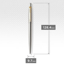 Load image into Gallery viewer, Parker Jotter Gel Pen Stainless Steel Gold Trim Medium Point 0.7mm Black Ink