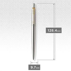 Parker Jotter Gel Pen Stainless Steel Gold Trim Medium Point 0.7mm Black Ink