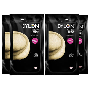 DYLON Hand Fabric Dye Sachet, Sandy Beige, 4 Packs of 50g
