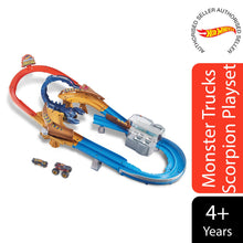 Load image into Gallery viewer, Hot Wheels Monster Trucks Demo 2-Pk Assorted &amp; Truck Scorpion Sting Raceway
