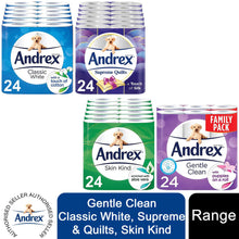 Load image into Gallery viewer, Andrex Toilet Roll Skin Kind, Gentle Clean, Classic or Supreme Quilts, 72 Rolls
