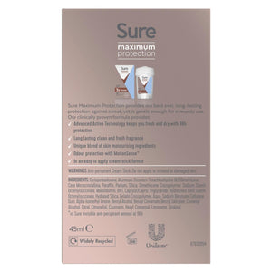 6x 45ml Sure Women 96 H Anti-Perspirant Deodrant Cream For Maximum Protection