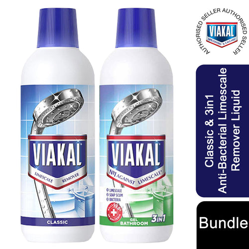1 of Each Viakal Classic & 3in1 Anti-Bacterial Limescale Remover Liquid, 500ml