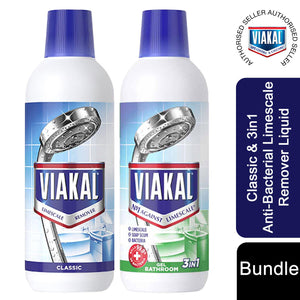 1 of Each Viakal Classic & 3in1 Anti-Bacterial Limescale Remover Liquid, 500ml