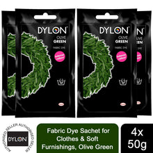 Load image into Gallery viewer, DYLON Hand Fabric Dye Sachet, Olive Green, 4 Packs of 50g