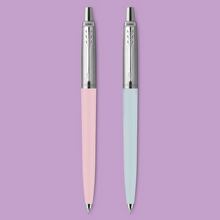 Load image into Gallery viewer, Parker Jotter Ballpoint Pen Pastel Collection Pink Blue Medium Nib Blue Ink 2pk