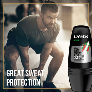 Lynx Africa 48-Hour Anti Sweat Faster Drying Anti Perspirant Roll-On, 6x50ml