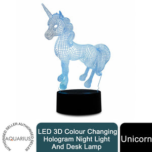 Aquarius 3D Colour Changing Hologram LED Night Light and Desk Lamp