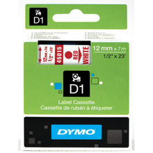 Load image into Gallery viewer, DYMO Labels Self Adhesive D1 12mm x 7mm Red Print on White Tape Authentic