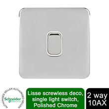 Load image into Gallery viewer, Schneider Electric Lisse 2 Way Light Switch 10AX GGBL1012WPC Polished Chrome