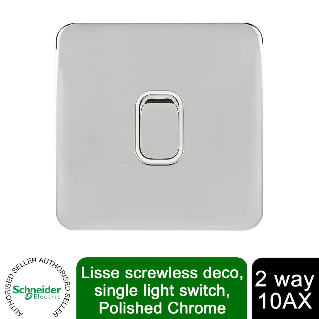 Schneider Electric Lisse 2 Way Light Switch 10AX GGBL1012WPC Polished Chrome