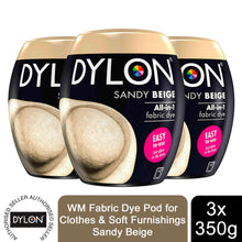 Load image into Gallery viewer, DYLON Washing Machine Fabric Dye Pod, Sandy Beige, 3 Packs of 350g