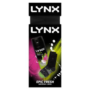 Lynx Epic Fresh Gift Set For Men Bodyspray & Pair of Socks Gift for Him