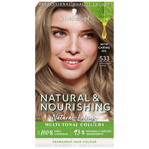 Schwarzkopf Natural & Nourishing HairDye, 533 Medium Ash Blonde, 1pk, 2pk or 3pk