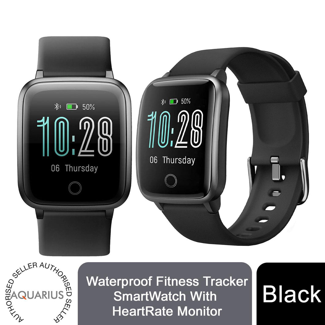 Aquarius IP68 Waterproof Fitness Tracker Smartwatch with HeartRate Monitor,Black