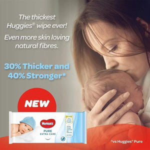 Huggies Pure Extra Care Fragrance-Free Baby Wipes with 99% Pure Water