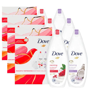 Dove Radiantly Refreshing BodyWash Collection 2pcs+ShowerPuff Gift Set For her