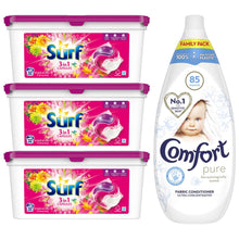 Load image into Gallery viewer, 96W(32Wx3)Surf Tropical Lily LaundryCapsule &amp; 85WComfort Pure Fabric Conditioner