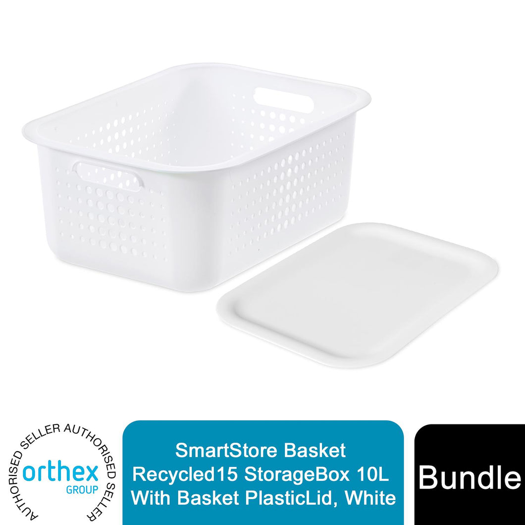 SmartStore Basket Recycled15 StorageBox 10L With Basket PlasticLid, White