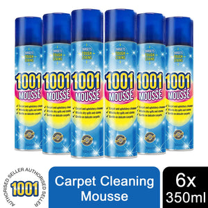 1001 Carpet Cleaning Mousse Spray 350ml x6, Ideal for Heavy Use Areas