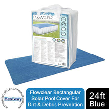 Load image into Gallery viewer, Flowclear Rectangular Solar Pool Cover For Dirt &amp; Debris Prevention, 24ft Blue