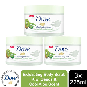 Dove Exfoliating Body Polish Kiwi & Cool Aloe Body Scrub 225ml, 3pk or 6pk