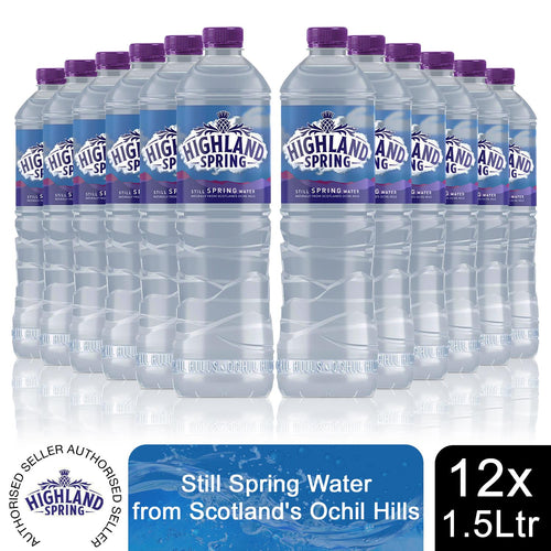 12x1.5L Highland Spring Still Spring Water Sports Bottle, Fully Recyclable