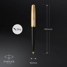 Load image into Gallery viewer, Parker 51 Ballpoint Pen Delux Black Medium 18k Gold Nib Black Ink Gift Box