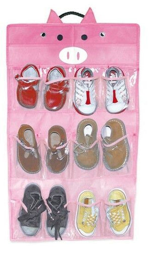12 Slots Children's Organiser - Pig Design, Ready to Hang & Fill