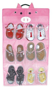 12 Slots Children's Organiser - Pig Design, Ready to Hang & Fill