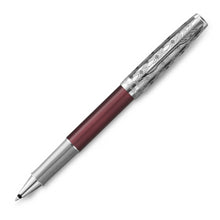 Load image into Gallery viewer, Parker Sonnet Rollerball Pen Metal Red Satin Chrome Trim Fine Black Ink Gift Box