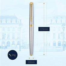Load image into Gallery viewer, Waterman Hemisphere Fountain Pen StainlessSteel Gold Trim Black Ink Gift Box