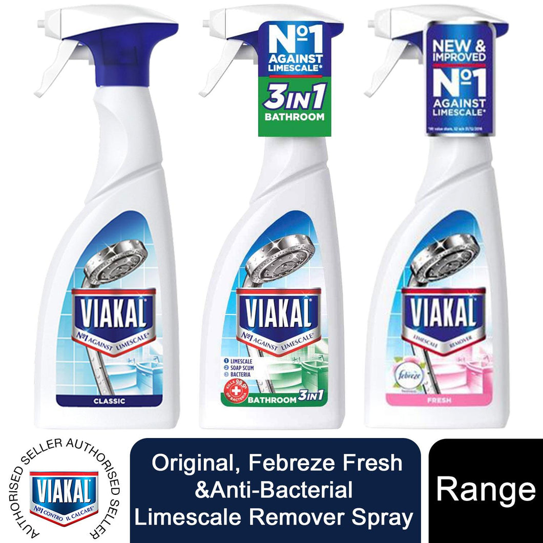 1ofEach Viakal Original, FebrezeFresh &Anti-Bac. Limescale Remover Spray, 500ml