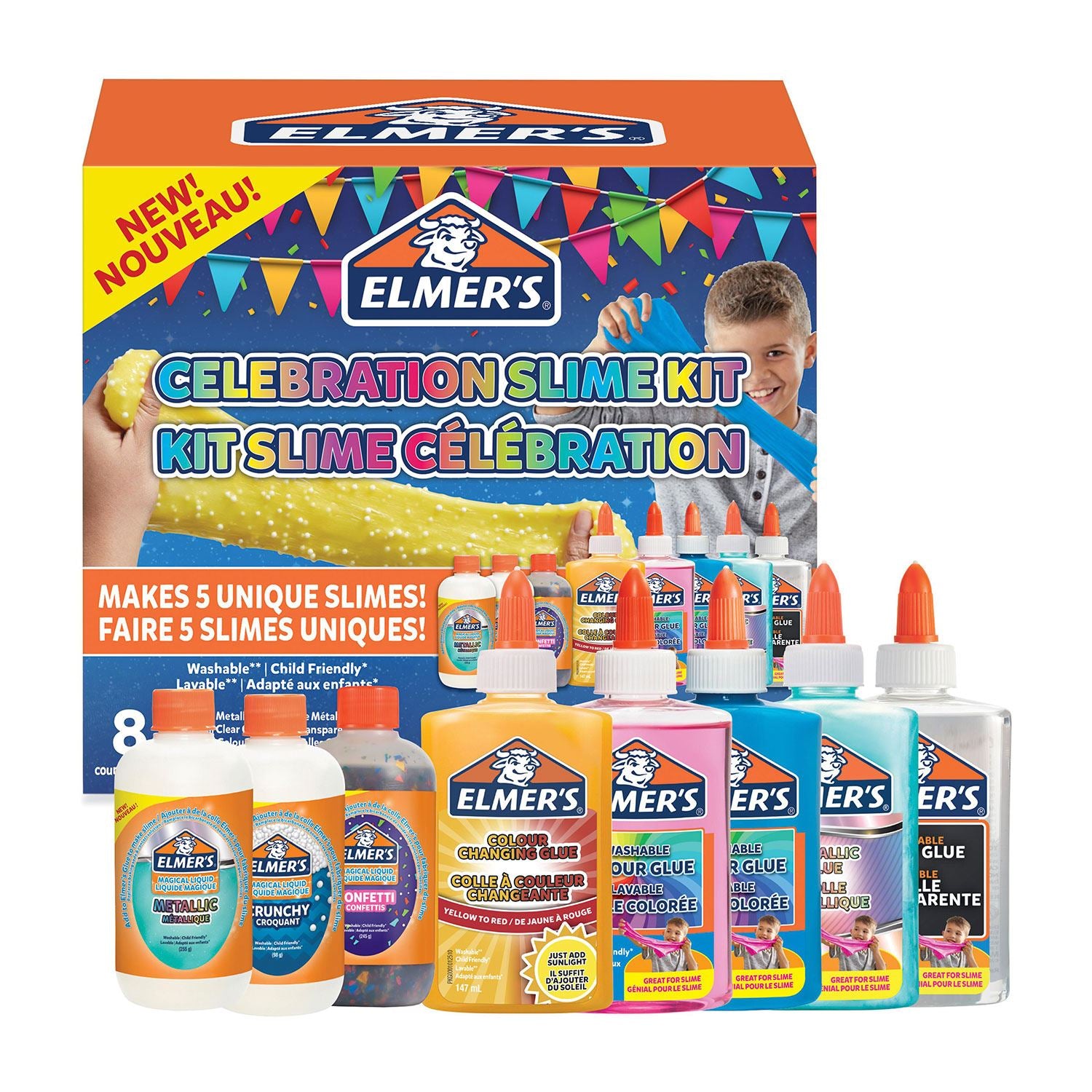 Elmer’s Celebration Slime Kit | Slime Supplies Include Assorted Magical  Liquid Slime Activators and Assorted Liquid Glues, 10 Count