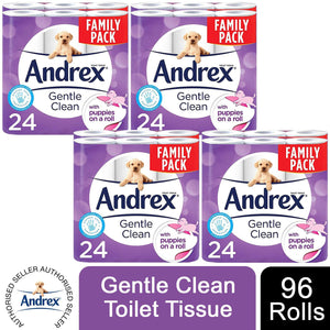 Andrex Toilet Roll Skin Kind, Gentle Clean, Classic or Supreme Quilts, 96 Rolls